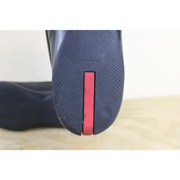 Vintage Prada Sport Shoes Womens 38 Black Leather Loafers Slip On Italy - Picture 9 of 15